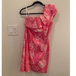 Lilly Pulitzer One Shoulder Pink Floral Dress